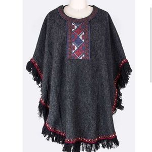 • Embroidered Fringe Poncho •